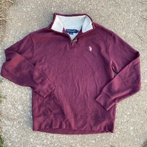 Polo Dress Shirt maroon and white Size Medium
